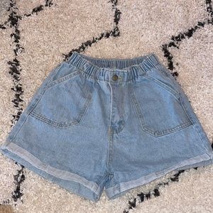 High waisted jean shorts